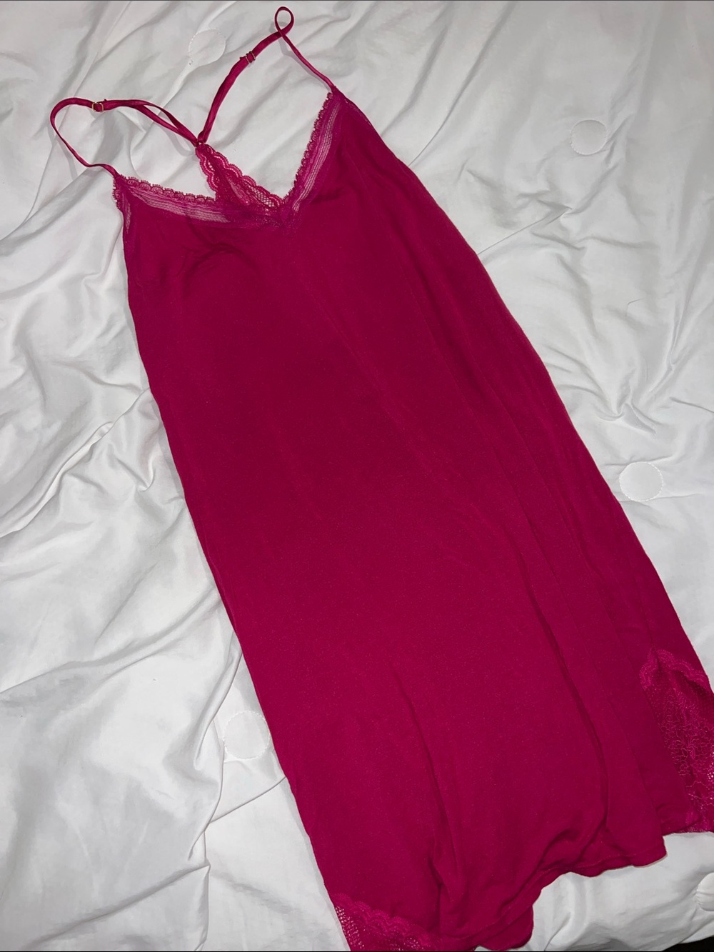Victoria's Secret Fuchsia Lace-Trim Slip